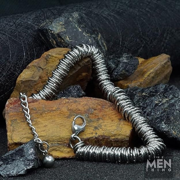 HOOPLET -  7mm Pure Stainless Steel Bracelet, European Style - 8 inch with Adjustable Lobster Claw Buckle for Men & Boys