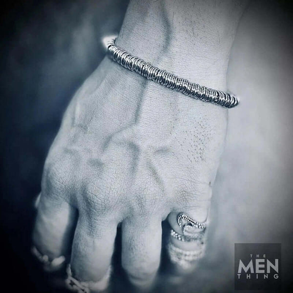 HOOPLET -  7mm Pure Stainless Steel Bracelet, European Style - 8 inch with Adjustable Lobster Claw Buckle for Men & Boys