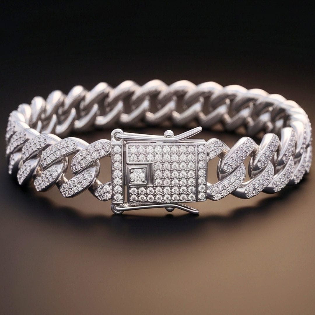 THE MEN THING Steel Bracelets ICELOCK - Stainless Steel Silver Bracelet, 8 inch with Lobster Claw for Men & Boys