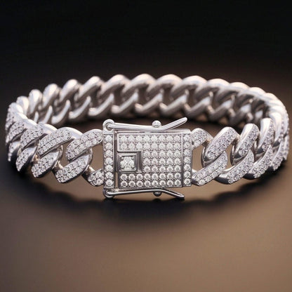 THE MEN THING Steel Bracelets ICELOCK - Stainless Steel Silver Bracelet, 8 inch with Lobster Claw for Men & Boys