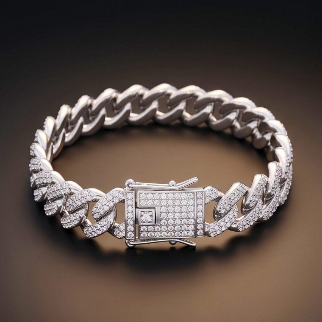 THE MEN THING Steel Bracelets ICELOCK - Stainless Steel Silver Bracelet, 8 inch with Lobster Claw for Men & Boys