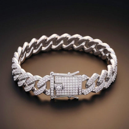 THE MEN THING Steel Bracelets ICELOCK - Stainless Steel Silver Bracelet, 8 inch with Lobster Claw for Men & Boys