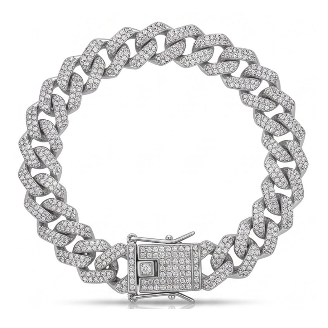 THE MEN THING Steel Bracelets ICELOCK - Stainless Steel Silver Bracelet, 8 inch with Lobster Claw for Men & Boys