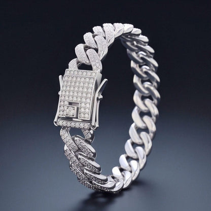 THE MEN THING Steel Bracelets ICELOCK - Stainless Steel Silver Bracelet, 8 inch with Lobster Claw for Men & Boys