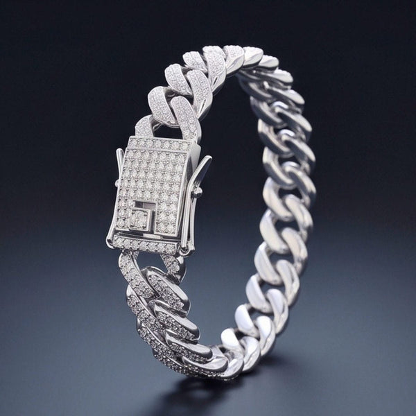 ICELOCK - Stainless Steel Silver Bracelet, 8 inch for Men & Boys