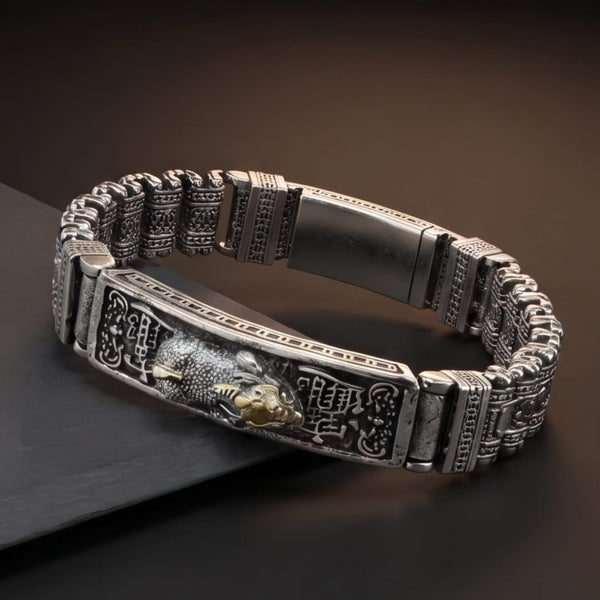 IMPERIAL DRAGON - 14mm Pure Titanium Steel Bracelet with Push-Button Box Clasp for Men & Boy (8.5 inch)