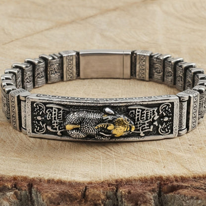 THE MEN THING Steel Bracelets IMPERIAL DRAGON - 14mm Pure Titanium Steel Bracelet with Push-Button Box Clasp for Men & Boy (8.5 inch)