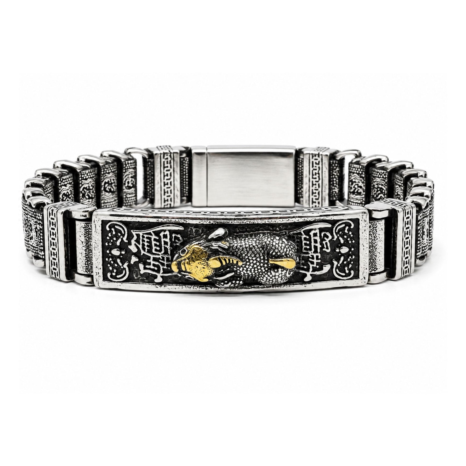 THE MEN THING Steel Bracelets IMPERIAL DRAGON - 14mm Pure Titanium Steel Bracelet with Push-Button Box Clasp for Men & Boy (8.5 inch)