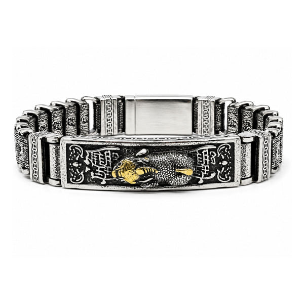 IMPERIAL DRAGON - 14mm Pure Titanium Steel Bracelet with Push-Button Box Clasp for Men & Boy (8.5 inch)