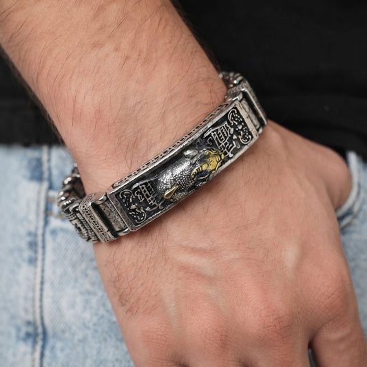 THE MEN THING Steel Bracelets IMPERIAL DRAGON - 14mm Pure Titanium Steel Bracelet with Push-Button Box Clasp for Men & Boy (8.5 inch)