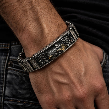 THE MEN THING Steel Bracelets IMPERIAL DRAGON - 14mm Pure Titanium Steel Bracelet with Push-Button Box Clasp for Men & Boy (8.5 inch)