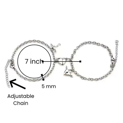 THE MEN THING Steel Bracelets INTERLOCKING HEART - Pure Stainless Steel with Lobster Clasp for Men and Couples Bracelet  (7inch with Adjustable chain)