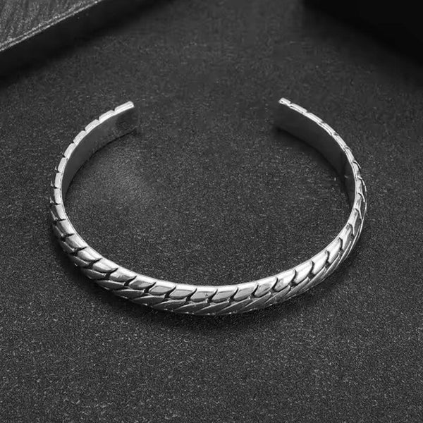 IRON HYDRA - Pure Stainless Steel Open Bangle Bracelet (Adjustable) for Men & Boys