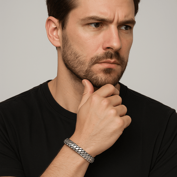 IRON HYDRA - Pure Stainless Steel Open Bangle Bracelet (Adjustable) for Men & Boys