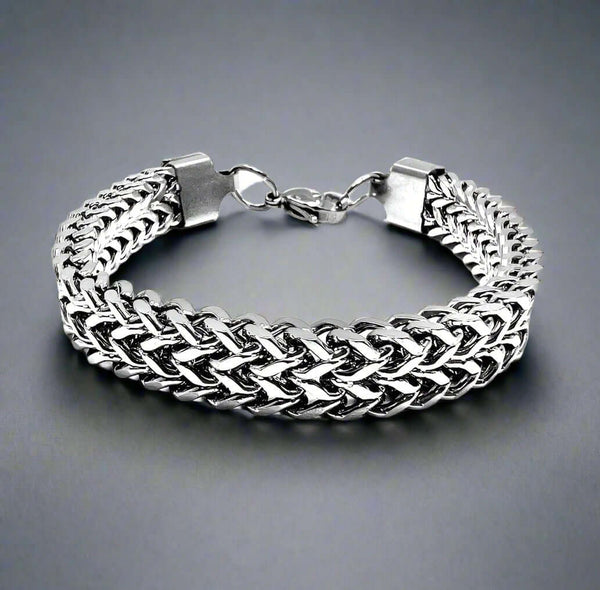 इटालियन मेश क्लॉ - स्टेनलेस स्टील इटालियन ट्रेंडिंग स्टाइल, डबल-लेयर मोटा 10 मिमी ब्रेसलेट, पुरुषों और लड़कों के लिए लॉबस्टर क्लॉ बकल के साथ 7 से 8 इंच