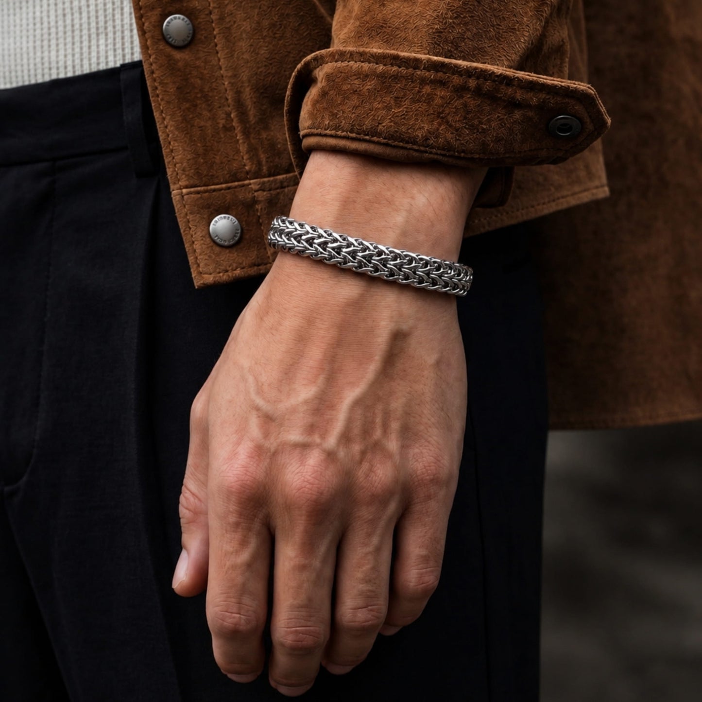 THE MEN THING Steel Bracelets ITALIAN MESH CLAW - Stainless Steel Italian trending Style, double-layer thick 10mm Bracelet, 7 to 8 inch with Lobster Claw Buckle for Men & Boy