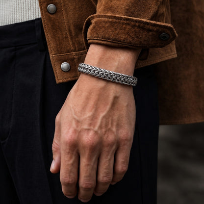 THE MEN THING Steel Bracelets ITALIAN MESH CLAW - Stainless Steel Italian trending Style, double-layer thick 10mm Bracelet, 7 to 8 inch with Lobster Claw Buckle for Men & Boy