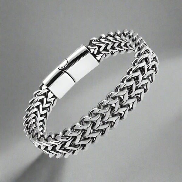 इटालियन मेश लिंक - 11.5 मिमी शुद्ध टाइटेनियम स्टील ब्रेसलेट मैग्नेटिक बकल के साथ पुरुषों और लड़कों के लिए (8 इंच)