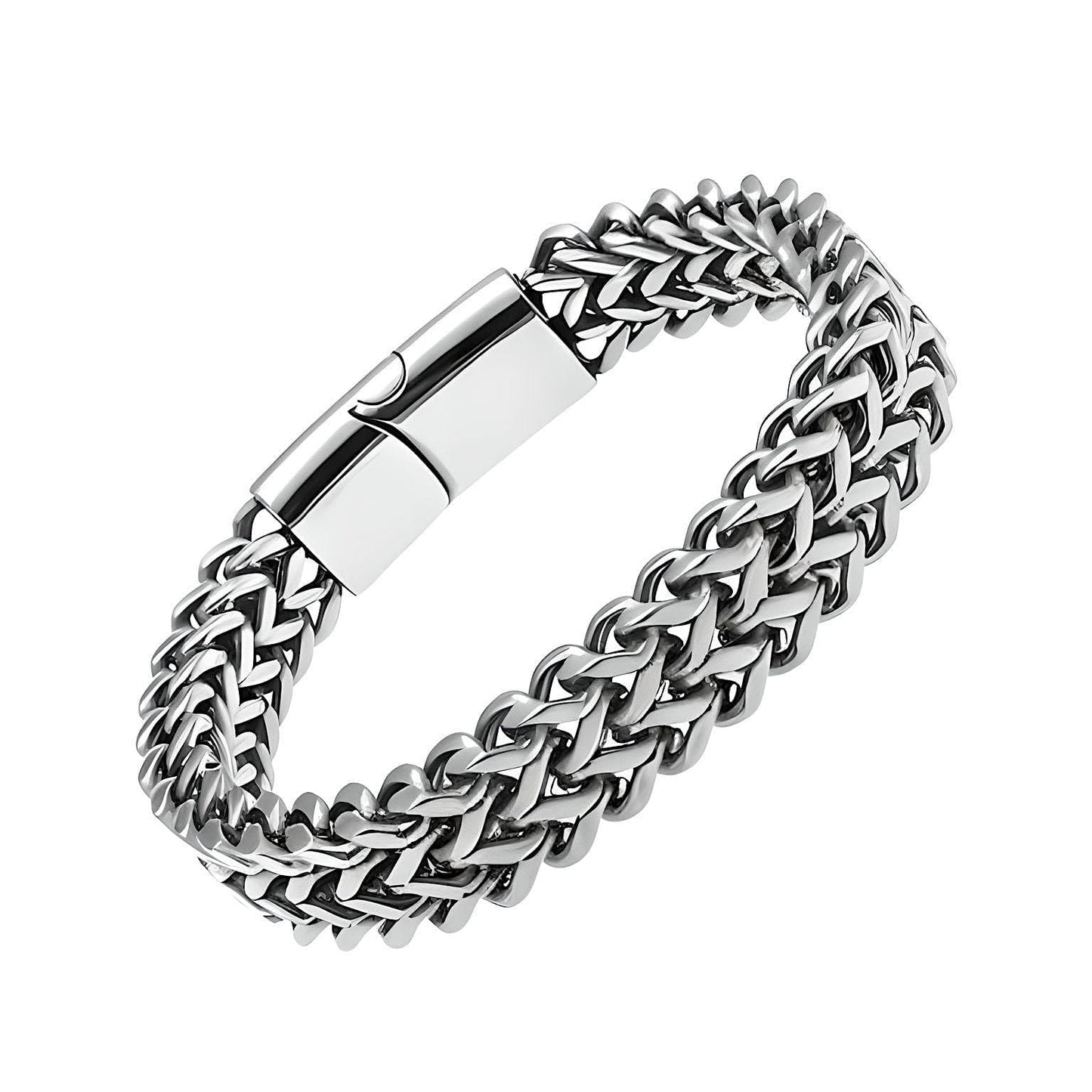 THE MEN THING Steel Bracelets ITALIAN MESH LINK -  11.5mm Pure Titanium Steel Bracelet with Magnetic Buckle for Men & Boy (8 inch)