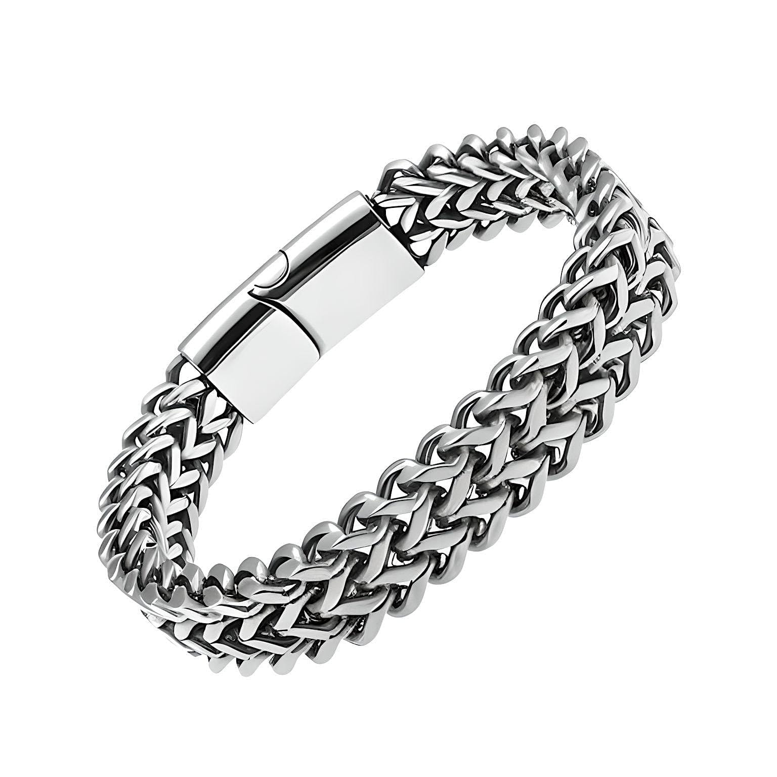 THE MEN THING Steel Bracelets ITALIAN MESH LINK -  11.5mm Pure Titanium Steel Bracelet with Magnetic Buckle for Men & Boy (8 inch)