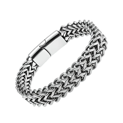 THE MEN THING Steel Bracelets ITALIAN MESH LINK -  11.5mm Pure Titanium Steel Bracelet with Magnetic Buckle for Men & Boy (8 inch)