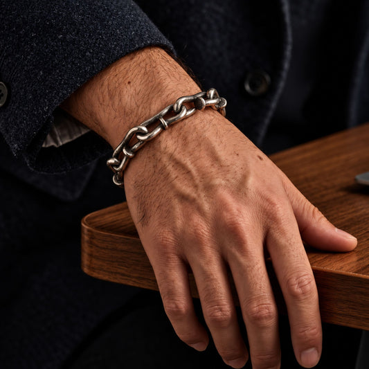 THE MEN THING Steel Bracelets LINKER STEEL - 12mm Pure Titanium Steel Bracelet for Men & Boy (9inch)
