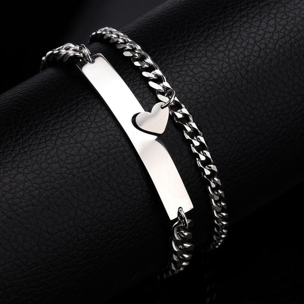 LUXE HEART LINK - Pure Titanium Steel Adjustable Bracelet for Men & Boys