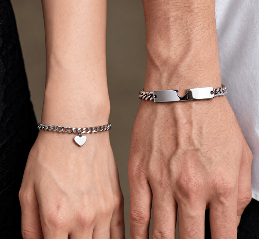 THE MEN THING Steel Bracelets LUXE HEART LINK - Pure Titanium Steel Adjustable Bracelet for Men & Boys