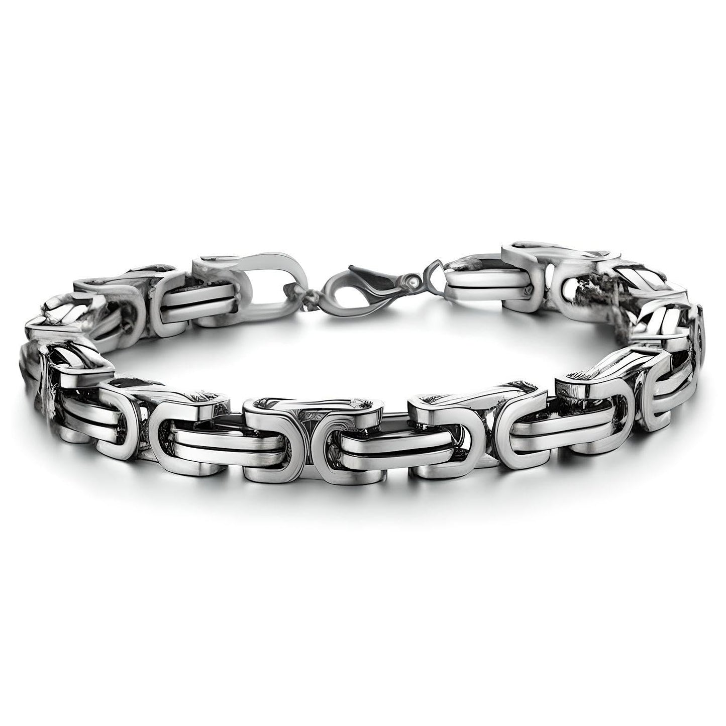 THE MEN THING Steel Bracelets MASCULINE -  8mm Stainless Steel Bracelet, American trending Style, 7 to 9 inch with Lobster Claw Buckle for Men & Boys