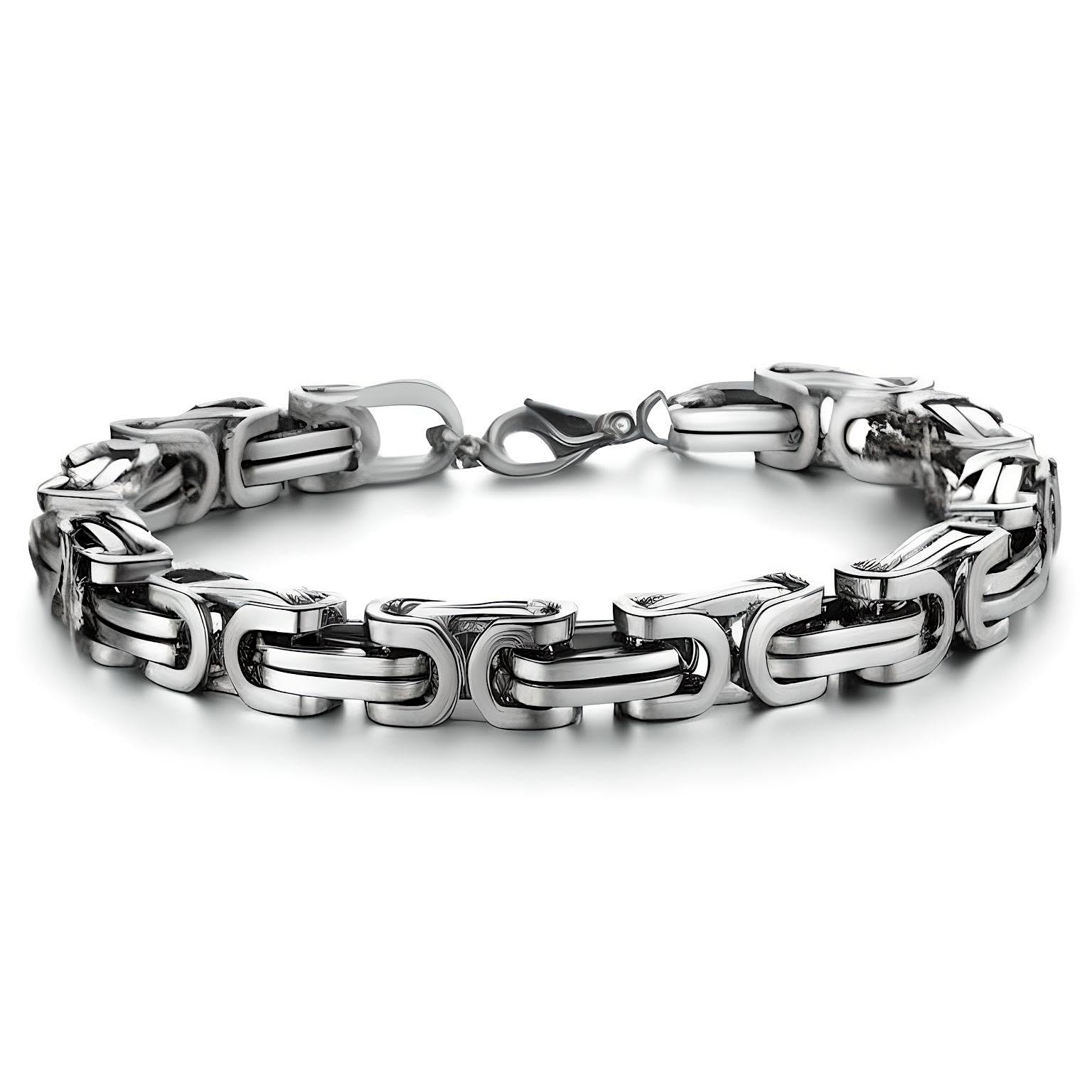THE MEN THING Steel Bracelets MASCULINE -  8mm Stainless Steel Bracelet, American trending Style, 7 to 9 inch with Lobster Claw Buckle for Men & Boys