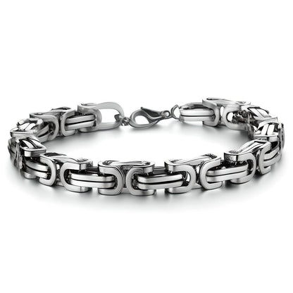 THE MEN THING Steel Bracelets MASCULINE -  8mm Stainless Steel Bracelet, American trending Style, 7 to 9 inch with Lobster Claw Buckle for Men & Boys