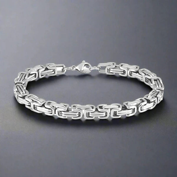 MASCULINE BYZANTINE - 4mm Pure Stainless Steel Bracelet American trending Style, 7 to 9 inch with Lobster Claw Buckle for Men & Boys