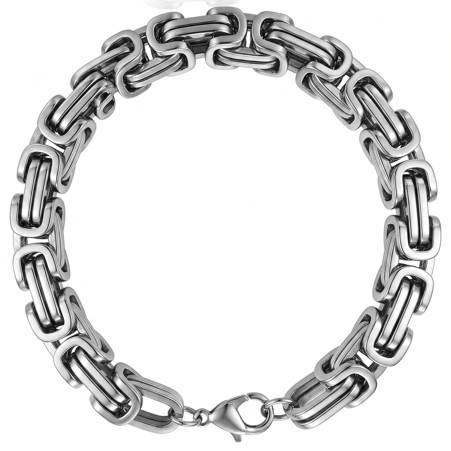 THE MEN THING Steel Bracelets MASCULINE BYZANTINE - 4mm Pure Stainless Steel Bracelet American trending Style, 7 to 9 inch with Lobster Claw Buckle for Men & Boys