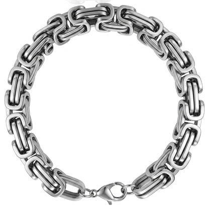 THE MEN THING Steel Bracelets MASCULINE BYZANTINE - 4mm Pure Stainless Steel Bracelet American trending Style, 7 to 9 inch with Lobster Claw Buckle for Men & Boys