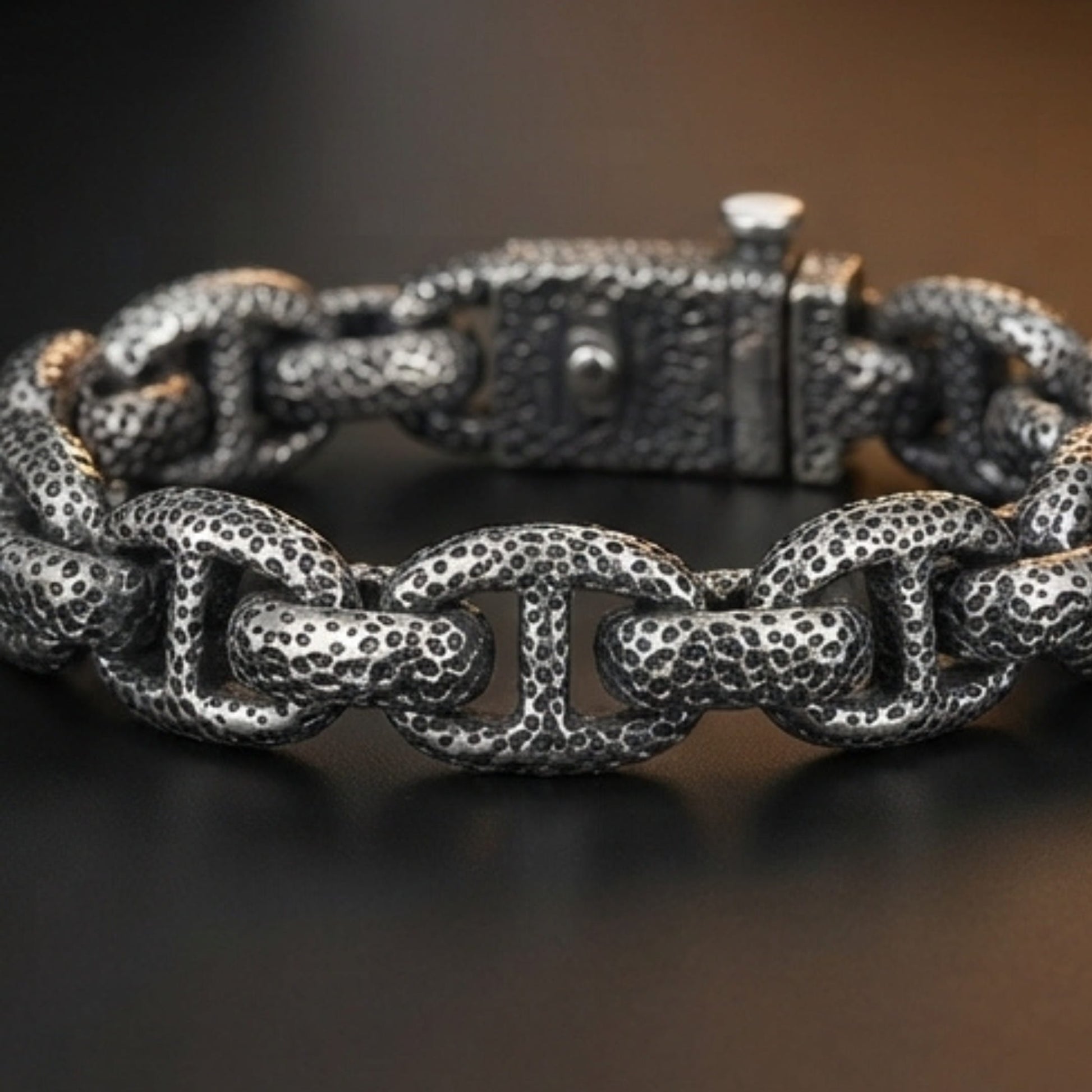 THE MEN THING Steel Bracelets MOLTEN LINK - 15mm Pure Titanium Steel Bracelet with Push-Button Box Clasp for Men & Boy (8.5 inch)