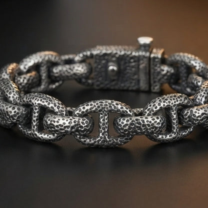 THE MEN THING Steel Bracelets MOLTEN LINK - 15mm Pure Titanium Steel Bracelet with Push-Button Box Clasp for Men & Boy (8.5 inch)