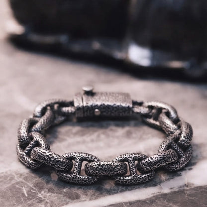 THE MEN THING Steel Bracelets MOLTEN LINK - 15mm Pure Titanium Steel Bracelet with Push-Button Box Clasp for Men & Boy (8.5 inch)