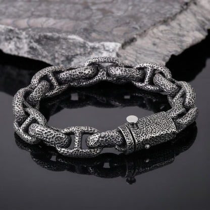 THE MEN THING Steel Bracelets MOLTEN LINK - 15mm Pure Titanium Steel Bracelet with Push-Button Box Clasp for Men & Boy (8.5 inch)