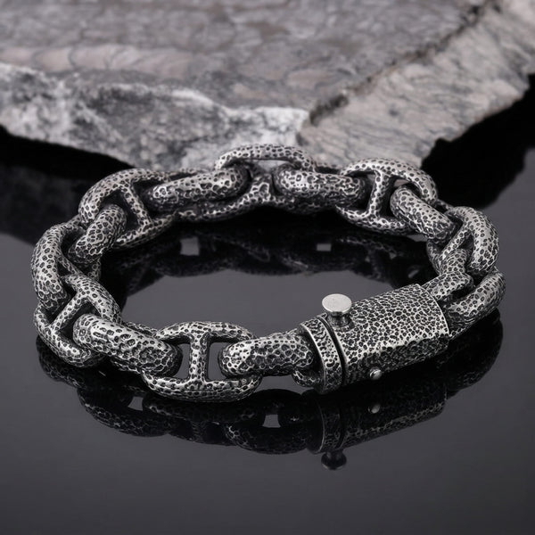 MOLTEN LINK - 15mm Pure Titanium Steel Bracelet with Push-Button Box Clasp for Men & Boy (8.5 inch)