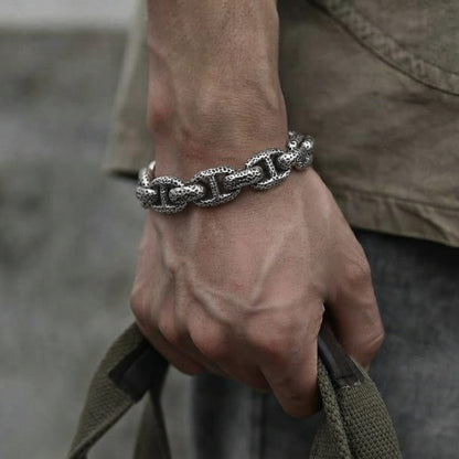 THE MEN THING Steel Bracelets MOLTEN LINK - 15mm Pure Titanium Steel Bracelet with Push-Button Box Clasp for Men & Boy (8.5 inch)