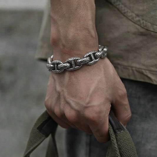 THE MEN THING Steel Bracelets MOLTEN LINK - 15mm Pure Titanium Steel Bracelet with Push-Button Box Clasp for Men & Boy (8.5 inch)