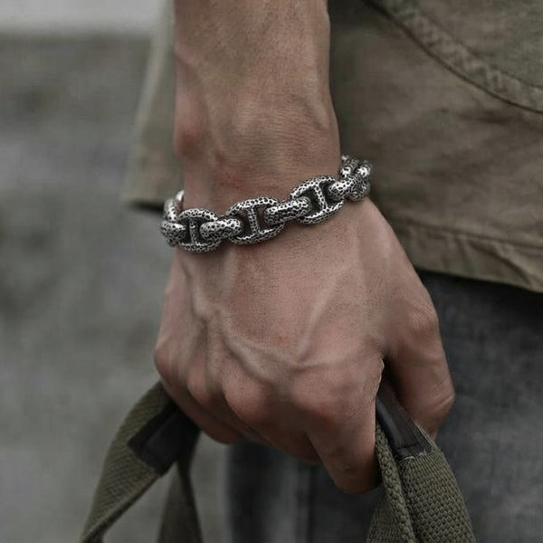 MOLTEN LINK - 15mm Pure Titanium Steel Bracelet with Push-Button Box Clasp for Men & Boy (8.5 inch)