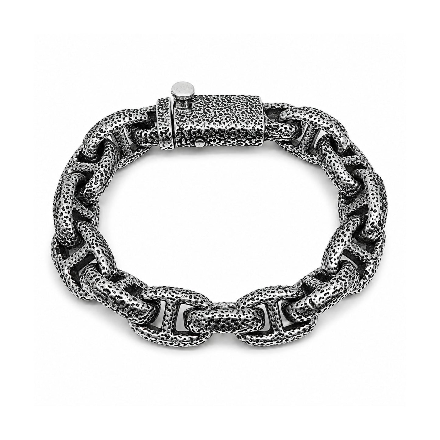 THE MEN THING Steel Bracelets MOLTEN LINK - 15mm Pure Titanium Steel Bracelet with Push-Button Box Clasp for Men & Boy (8.5 inch)