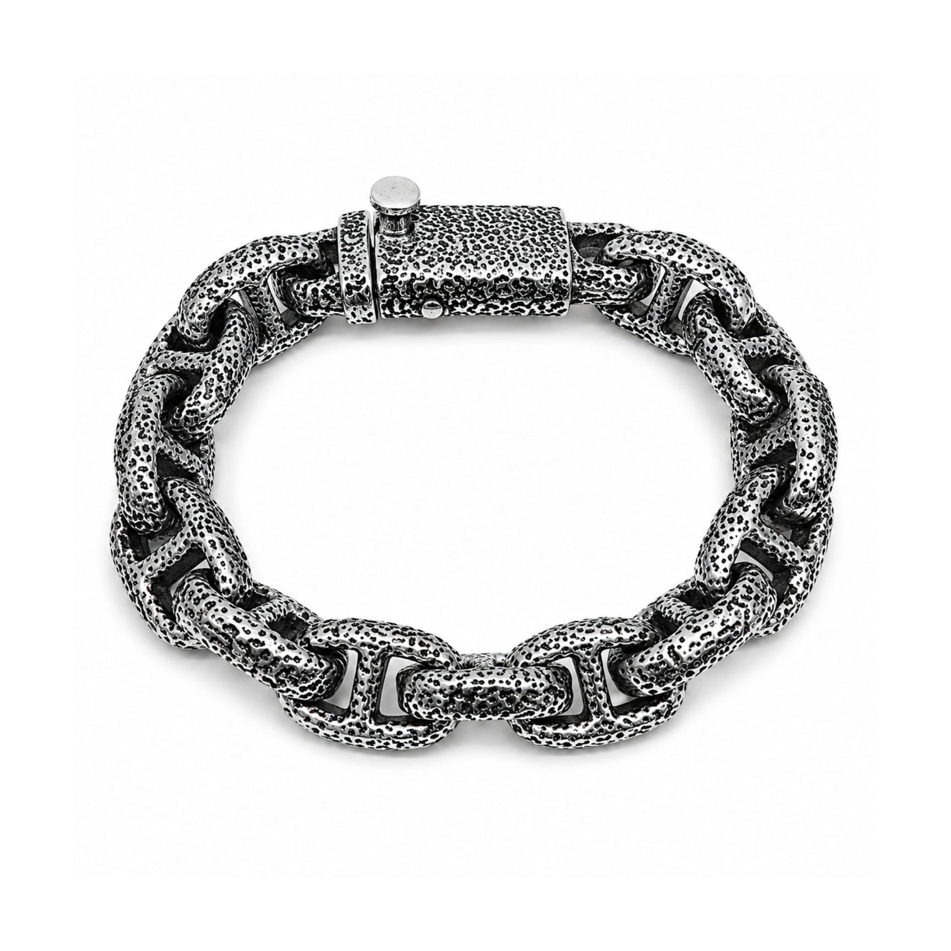 THE MEN THING Steel Bracelets MOLTEN LINK - 15mm Pure Titanium Steel Bracelet with Push-Button Box Clasp for Men & Boy (8.5 inch)