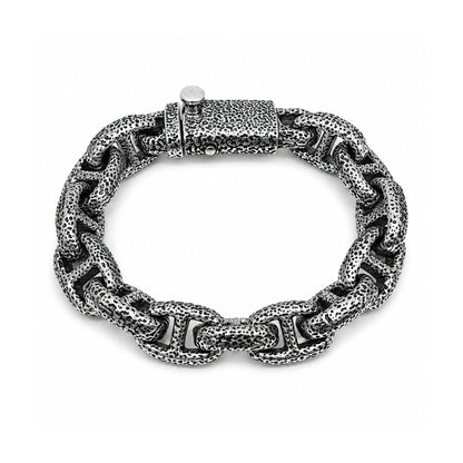 THE MEN THING Steel Bracelets MOLTEN LINK - 15mm Pure Titanium Steel Bracelet with Push-Button Box Clasp for Men & Boy (8.5 inch)