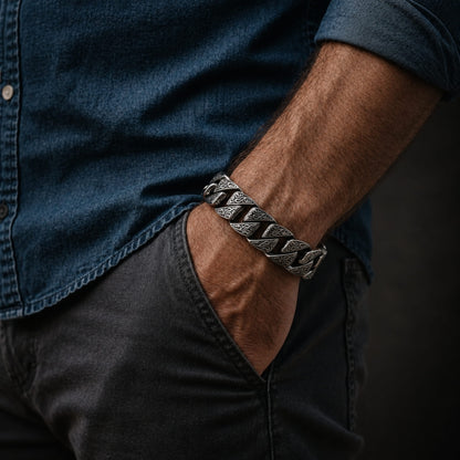 THE MEN THING Steel Bracelets MONARCH - 20mm Pure Titanium Steel Bracelet for Men & Boy (8inch)