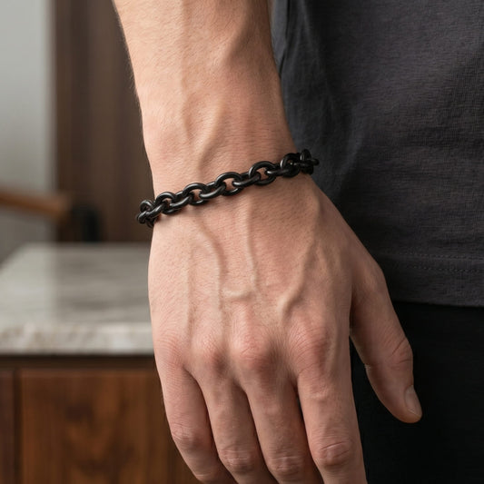 THE MEN THING Steel Bracelets MONO LINK - 8mm Pure Stainless Steel  Bracelet 8 inch with Lobster Claw Buckle for Men & Boy