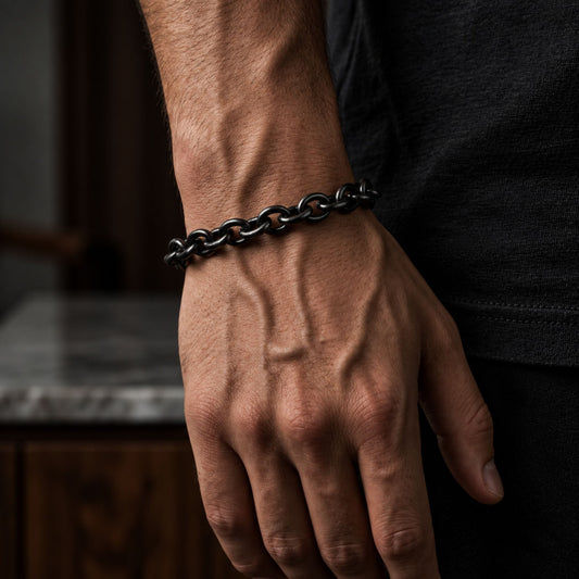 THE MEN THING Steel Bracelets MONO LINK - 8mm Pure Stainless Steel  Bracelet 8 inch with Lobster Claw Buckle for Men & Boy