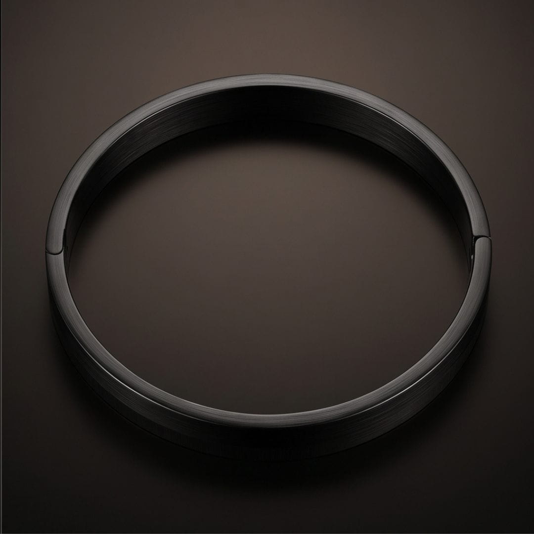 THE MEN THING Steel Bracelets NIGHTLINE BLACK - Pure Stainless Steel Bangle Bracelet (Adjustable) for Men & Boys, Color: Black