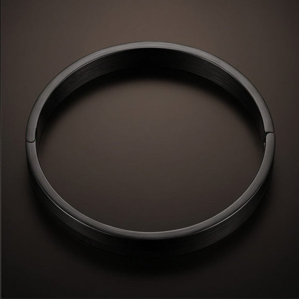 NIGHTLINE BLACK - Pure Stainless Steel Bangle Bracelet (Adjustable) for Men & Boys, Color: Black